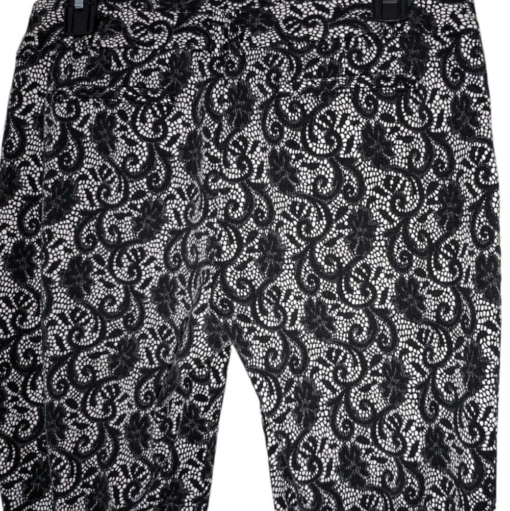 CANDIE'S Audrey Ankle Cropped 11 Paisley Black Silver Gray Casual Pants Capri - Picture 6 of 6